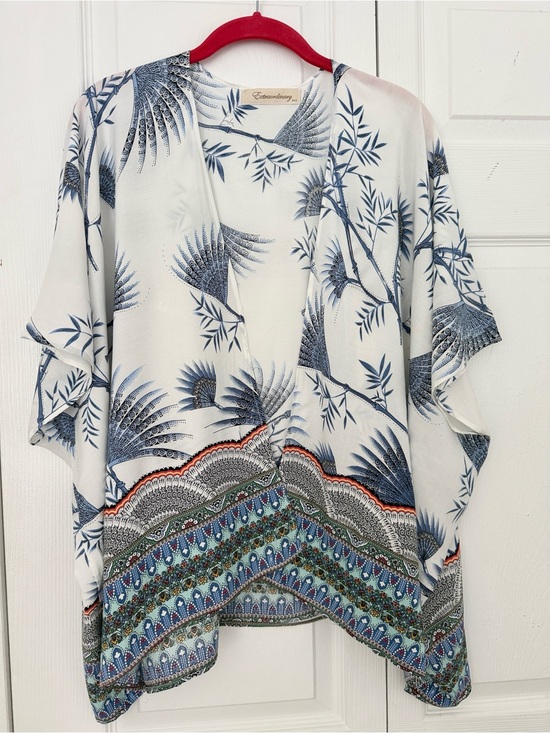 Other - Thailand Blue & White Floral Swim Coverup Kimono size S